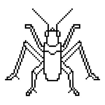pixelated black grasshopper insect clip art preview