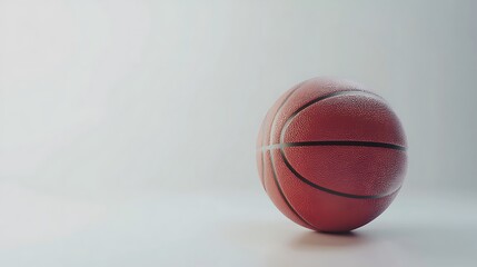 Detailed Isolated Basketball Ball with Black Ribs on White Background Studio Shot