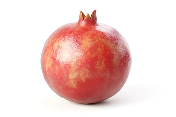 Detailed Pomegranate Fruit CloseUp on White Background with Natural Texture