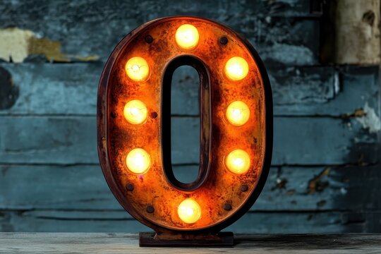 Lit letter O with marquee lights