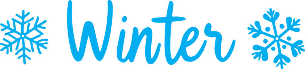 Obraz premium hand drawn doodle line art vector of winter set, calligraphy and snowflakes