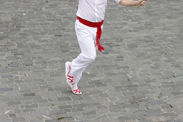 Basque traditional folk dance in an outdoor festival