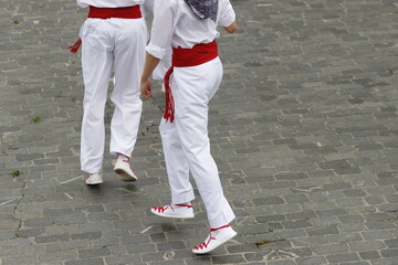 Basque traditional folk dance in an outdoor festival