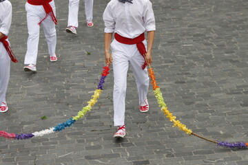 Basque traditional folk dance in an outdoor festival