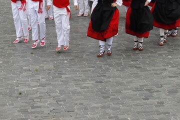 Basque traditional folk dance in an outdoor festival