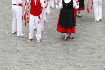 Basque traditional folk dance in an outdoor festival