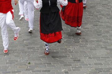 Basque traditional folk dance in an outdoor festival