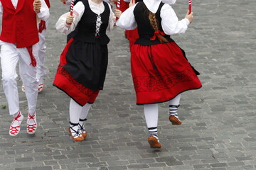 Basque traditional folk dance in an outdoor festival