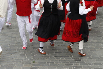 Basque traditional folk dance in an outdoor festival
