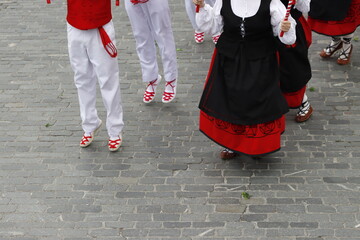 Basque traditional folk dance in an outdoor festival