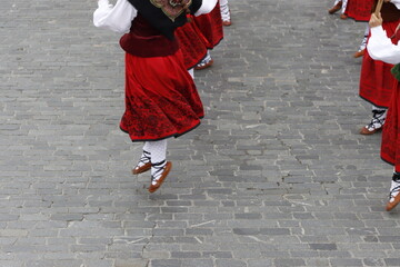 Basque traditional folk dance in an outdoor festival