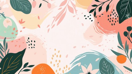 Soft summer background with palm silhouettes and gentle pastel tones in view