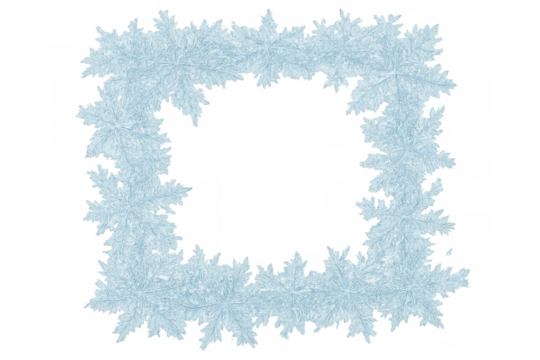 Frozen winter ice border frame with transparent background, perfect for christmas or cold projects - Powered by Adobe