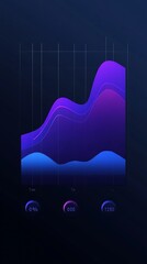 Gradient Abstract Graph with Grid Lines, 0% and 1280 Counters on Dark Background
