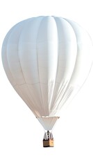Isolated White Hot Air Balloon with Wicker Basket Floating on Transparent Background