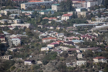 Fototapeta premium Khankendi, Azerbaijan - 28.10.2024: Scenic View of Khankendi City, Azerbaijan: A Glimpse of the City Nestled Amidst the Mountains