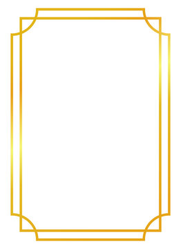 png gold gradient rectangular frame on transparent background. can be used for certificate, poster, wedding card, greeting card, picture frame and web design. minimal geometric decorative frame. 