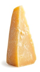 Parmesan Cheese Wedge, CloseUp Studio Shot with Detailed Texture on White Backdrop