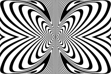 Abstract Butterfly Wings Design. Symmetrical Lines Pattern. Black and White Texture. 