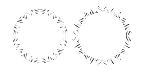 Design Elements Set. Radial Geometric Circle Triangle Dots Patterns for Decorative Round Frames. 