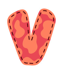 V English letter fabric font