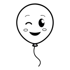 Fototapeta premium Vector illustration of a single balloon with a winking emoji face. Perfect for party graphics, celebration visuals, fun emoji decorations, birthday designs, and festive event symbols.