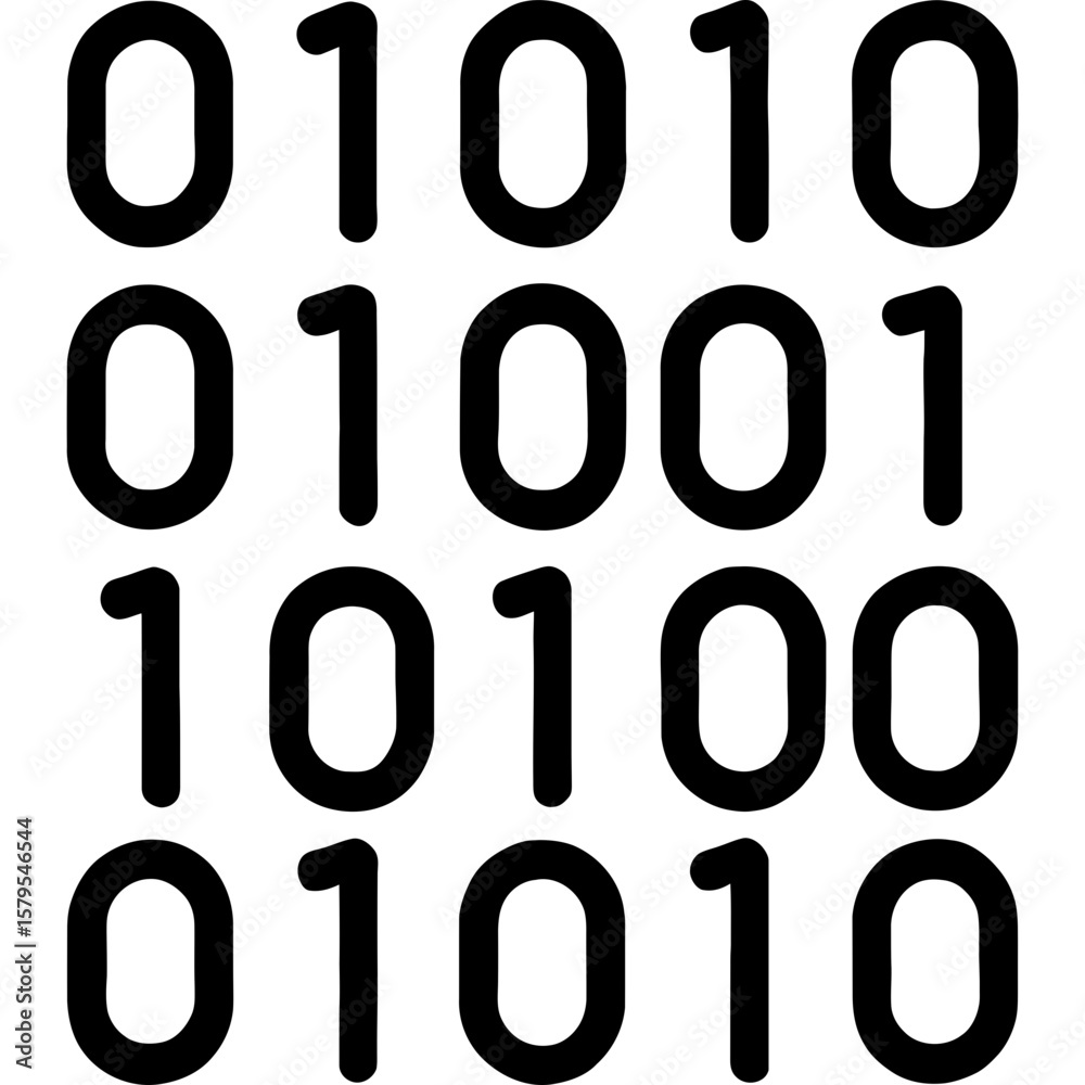 Poster binary code pattern outline icon vector