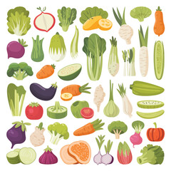 Colorful Collection of Various Fresh Vegetables
