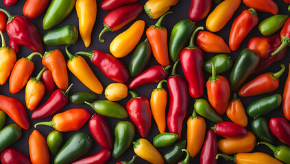 Colorful Hot Peppers Aerial View