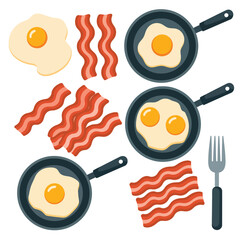 Fried Eggs and Bacon Breakfast Illustration