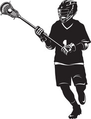 Lacrosse Player Sport Art Silhouettes white color background