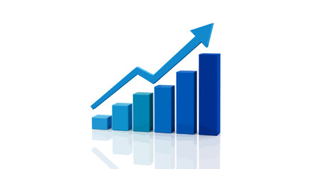 Minimalist 3D Blue Bar Graph with Growth