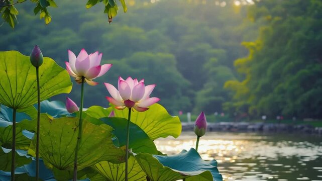 lotus flowers at lalbagh botanical garden bengaluru indian landscape video