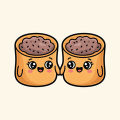 Cute Cartoon Two Dim Sum Dumplings