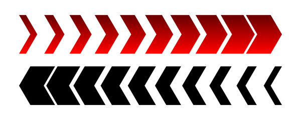 Red and black chevron arrows PNG, cutout isolated on transparent background. Speed, direction, progress concept