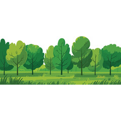 Cartoon Illustration of a Lush Green Forest Scene
