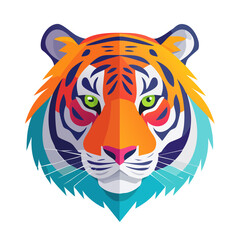 Colorful Tiger Isolated on a Transparent Background 