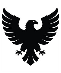 Heraldic Eagle Silhouette with Spread Wings Ideal for Crests Logos and Graphic Design