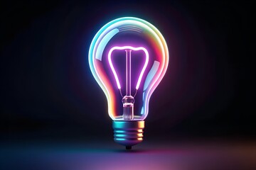 Vibrant Neon-Lit Light Bulb Design with Glowing Filament for Creative Inspiration and Innovative Projects in Stunning Colors
