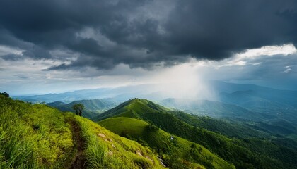 Fototapeta premium the atmosphere when the rainy season on a high hill 12