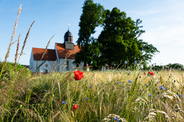 Idyllische Landschaft mit Dorfkirche