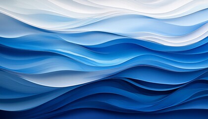 Fototapeta premium abstract artwork featuring layered waves in gradient shades of blue and white evoking a sense of oceanic tranquility and movement
