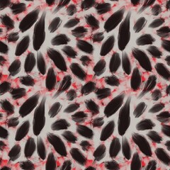 Seamless abstract geometric pattern. Background in black, red, grey, white. Illustration. Lines, stains, strokes. Design for textile fabrics, wrapping paper, background, wallpaper, cover.