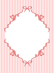 Vintage Bow Ribbon Frame Decoration. Mediterranean Amalfi Style Art. Empty Wedding Card Invitation Page. Italy or Greece Romantic Vibes Elegant Line Design. Aesthetic Timeless Minimalist Retro Border.