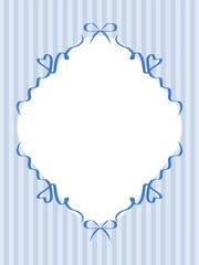 Vintage Bow Ribbon Frame Decoration. Mediterranean Amalfi Style Art. Empty Wedding Card Invitation Page. Italy or Greece Romantic Vibes Elegant Line Design. Aesthetic Timeless Minimalist Retro Border.