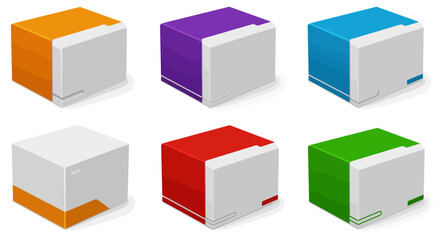 Colorful 3D Product Boxes for Software Display