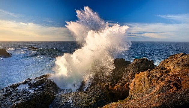 seafoam burst against rocky background