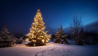 the magic of a nighttime christmas tree adorned with twinkling lights