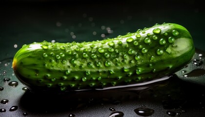 a gleaming green pickle dripping like dew ready for snack stardom