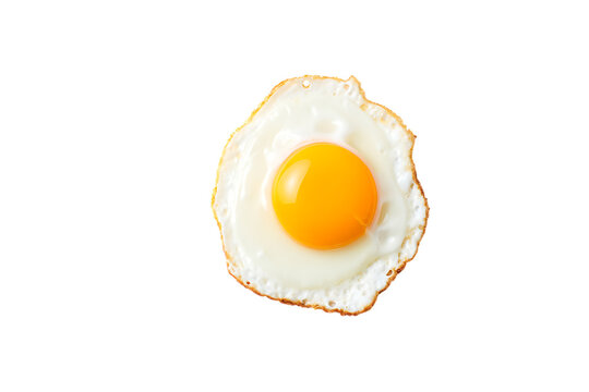 Close up of a perfectly fried egg with a bright yellow yolk isolated on transparent background